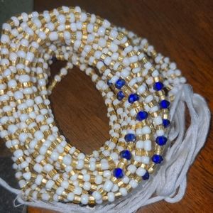 Gold Blue and white Waistbeads Belly Chain hand-made